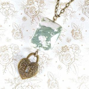 Peace Stone Jasper Bronze Lock Necklace